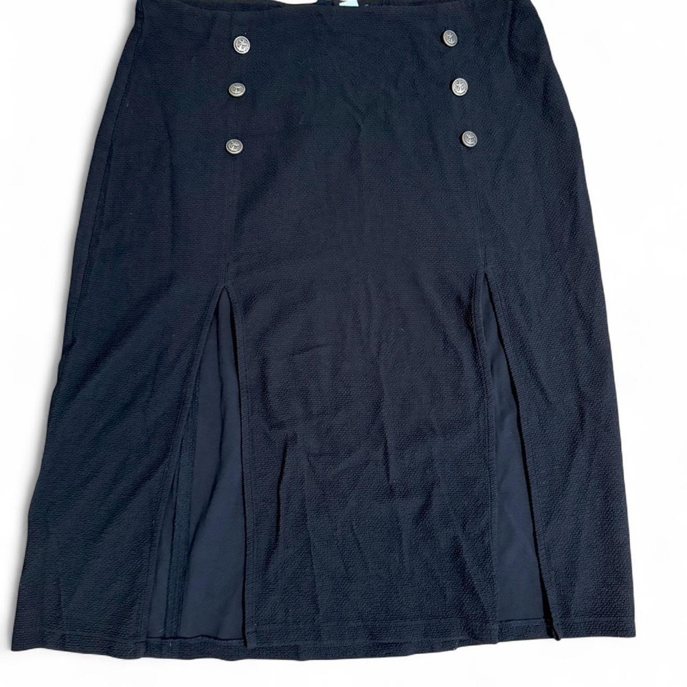 Anthropologie Maeve Black A-Line Skirt with Nautical Button Accents